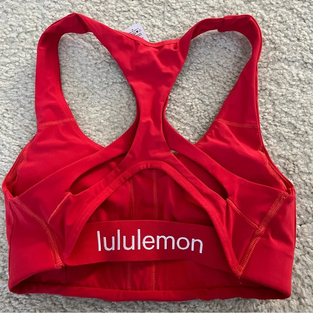 Lululemon Strong Identity Logo Carnation Red Bra - Picture 2 of 6